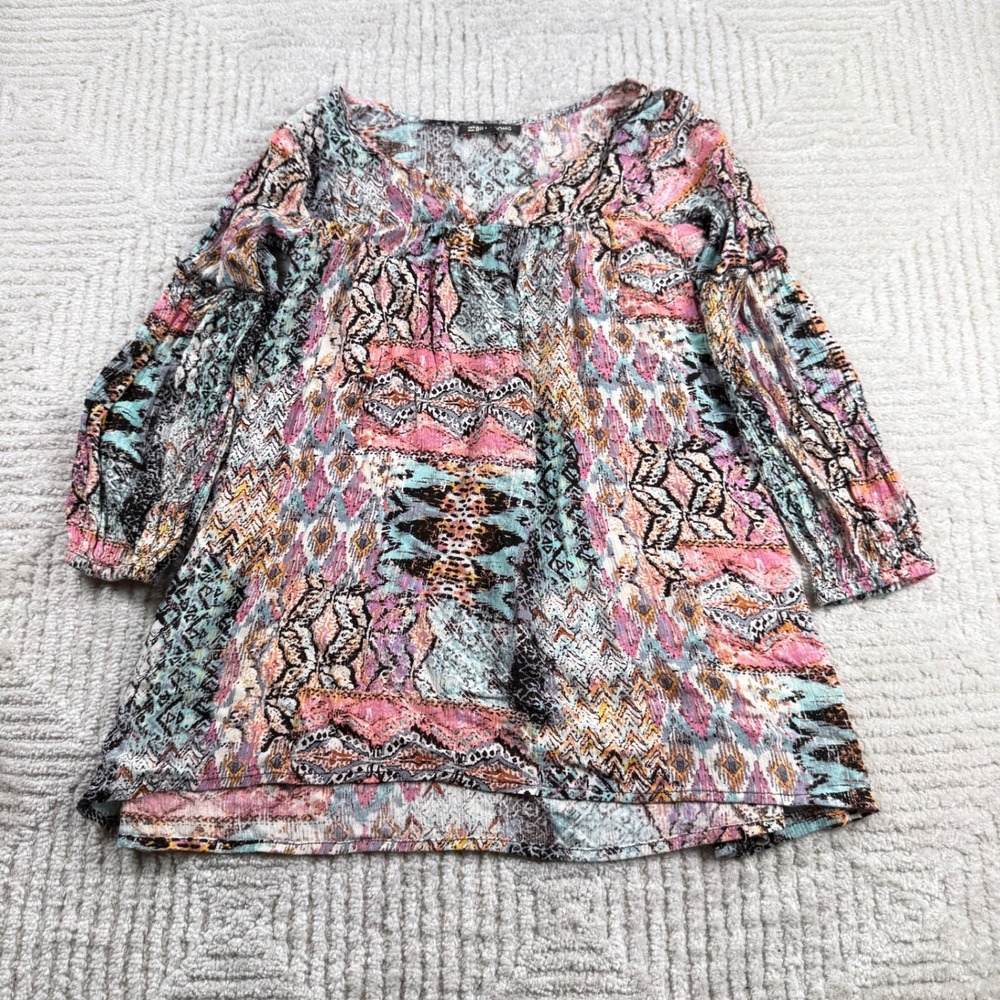 Billabong Blouse Women's Small Multi-Color Boho Tribal Peasant Hippie Festival